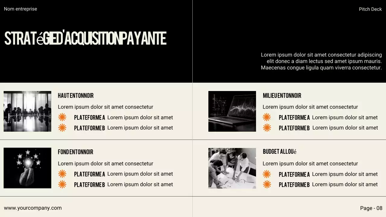 Présentation commerciale moderne noire