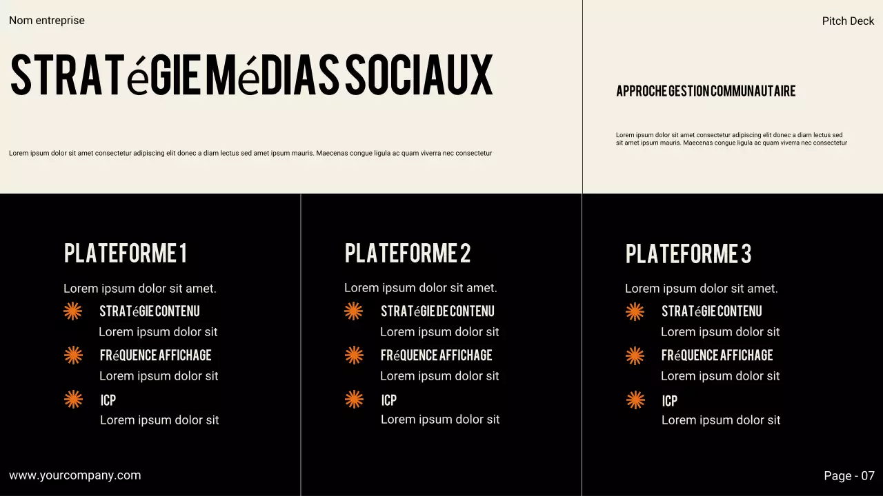 Présentation commerciale moderne noire