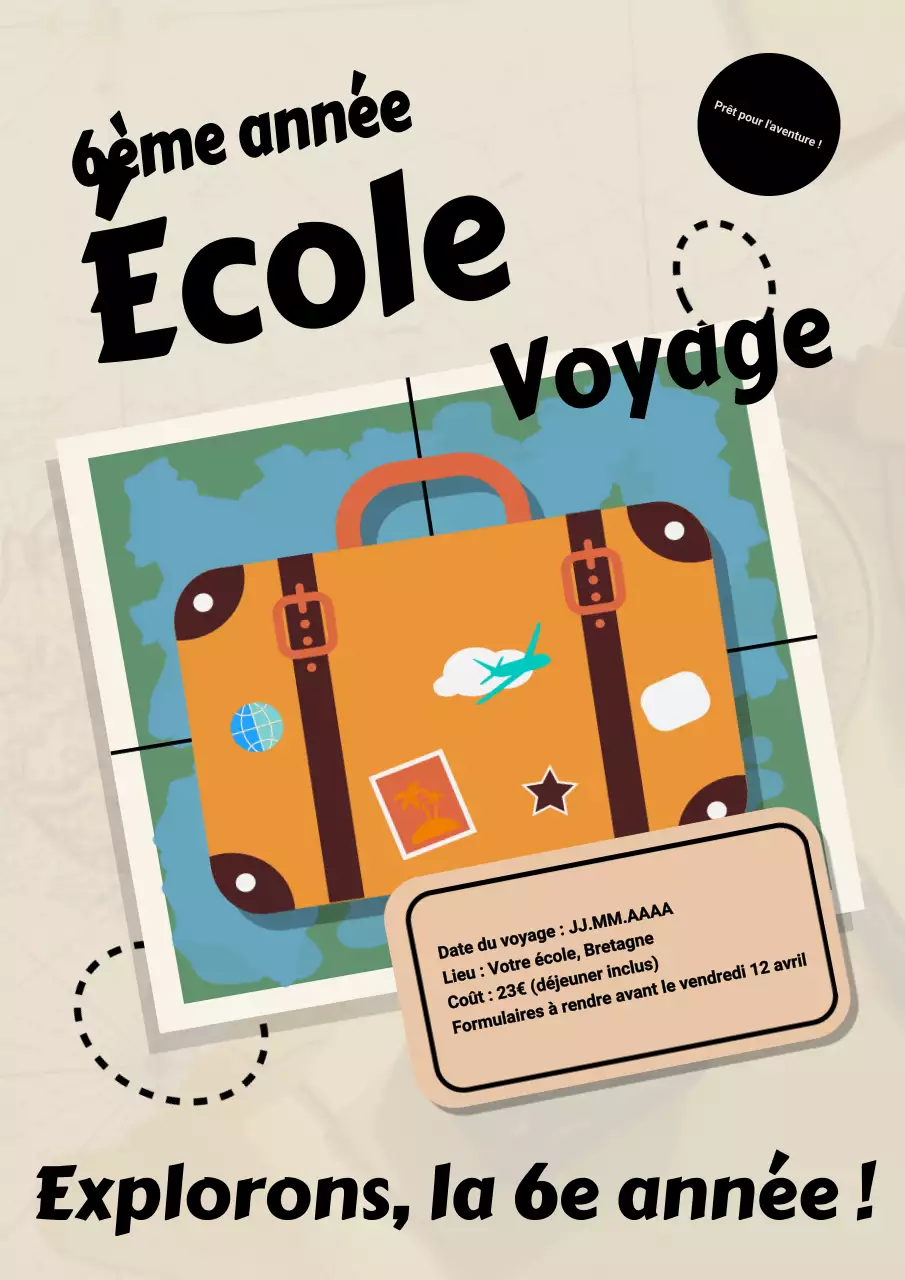 Annonce de l'événement de l'école rétro beige