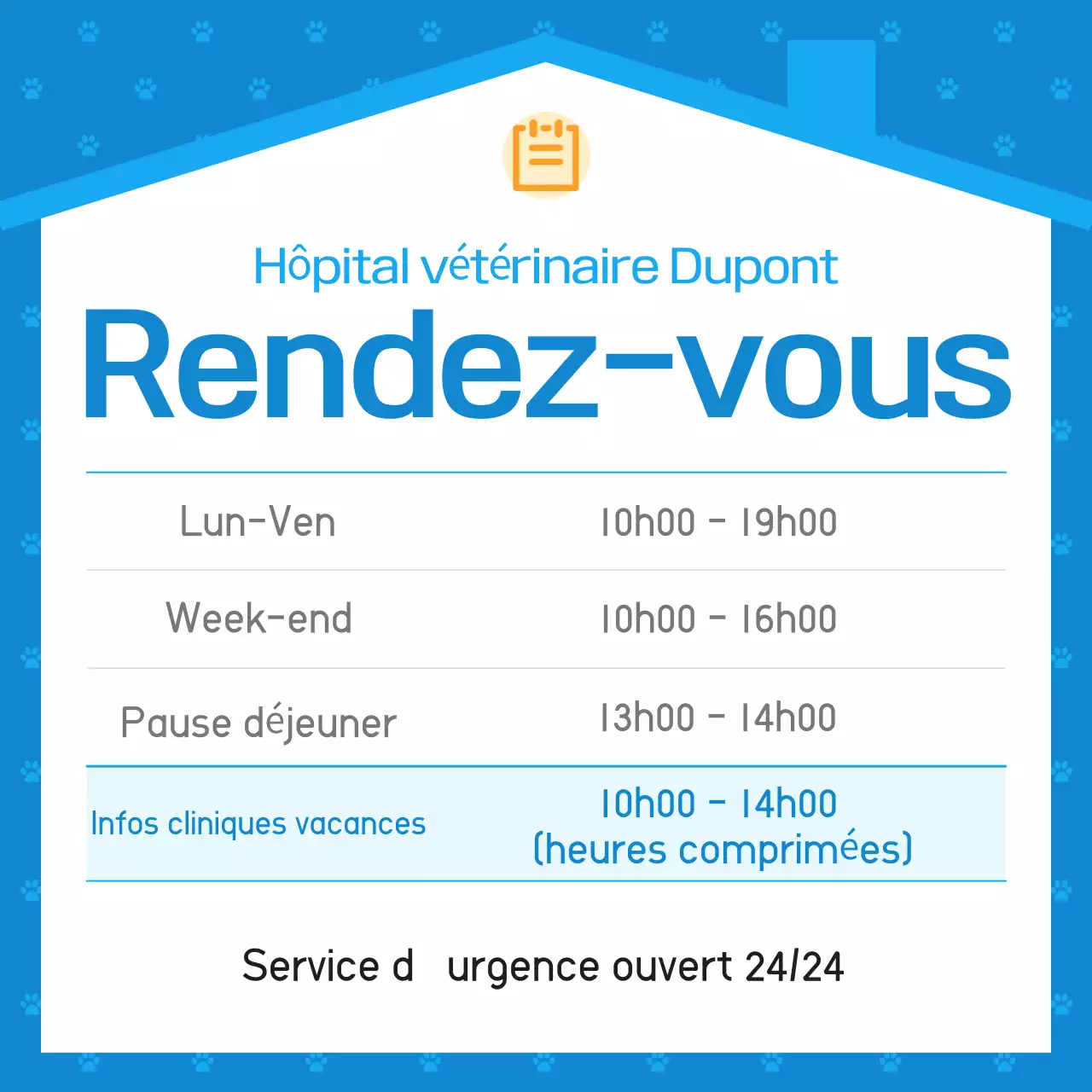 Publicité pour l'hôpital vétérinaire Blue Simple