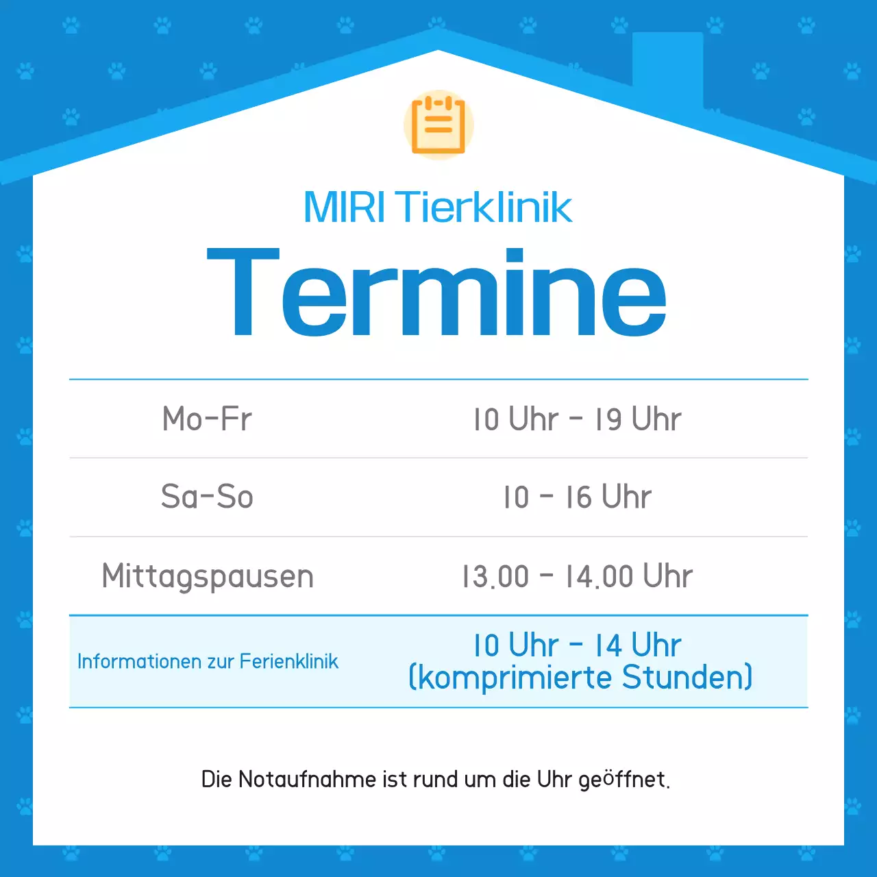 Blaue, einfache Tierklinik-Werbung