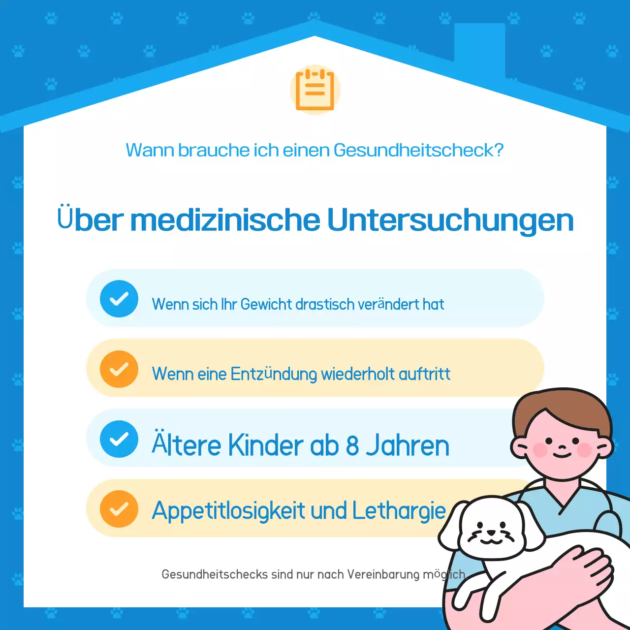 Blaue, einfache Tierklinik-Werbung
