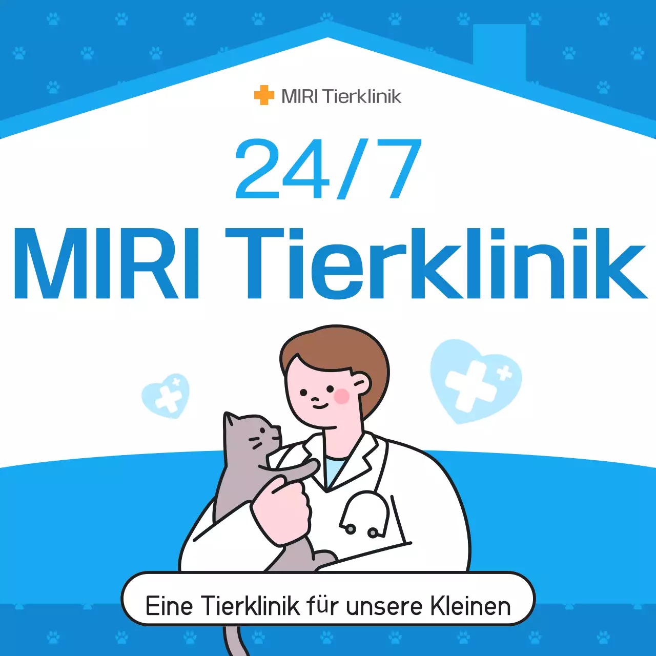 Blaue, einfache Tierklinik-Werbung