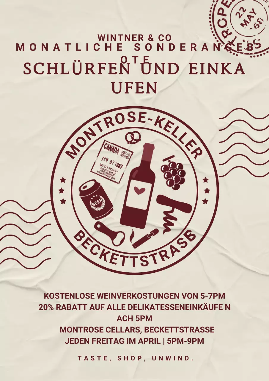 Beige Vintage Weinaktion