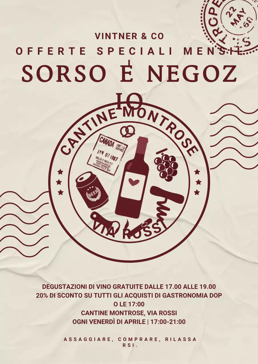 Promozione vino vintage beige