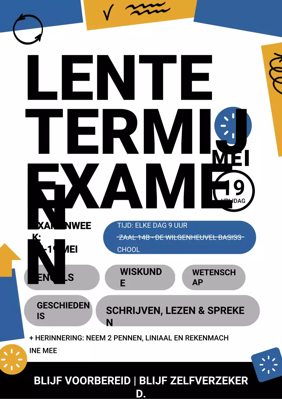 Blauwe moderne examenaankondiging