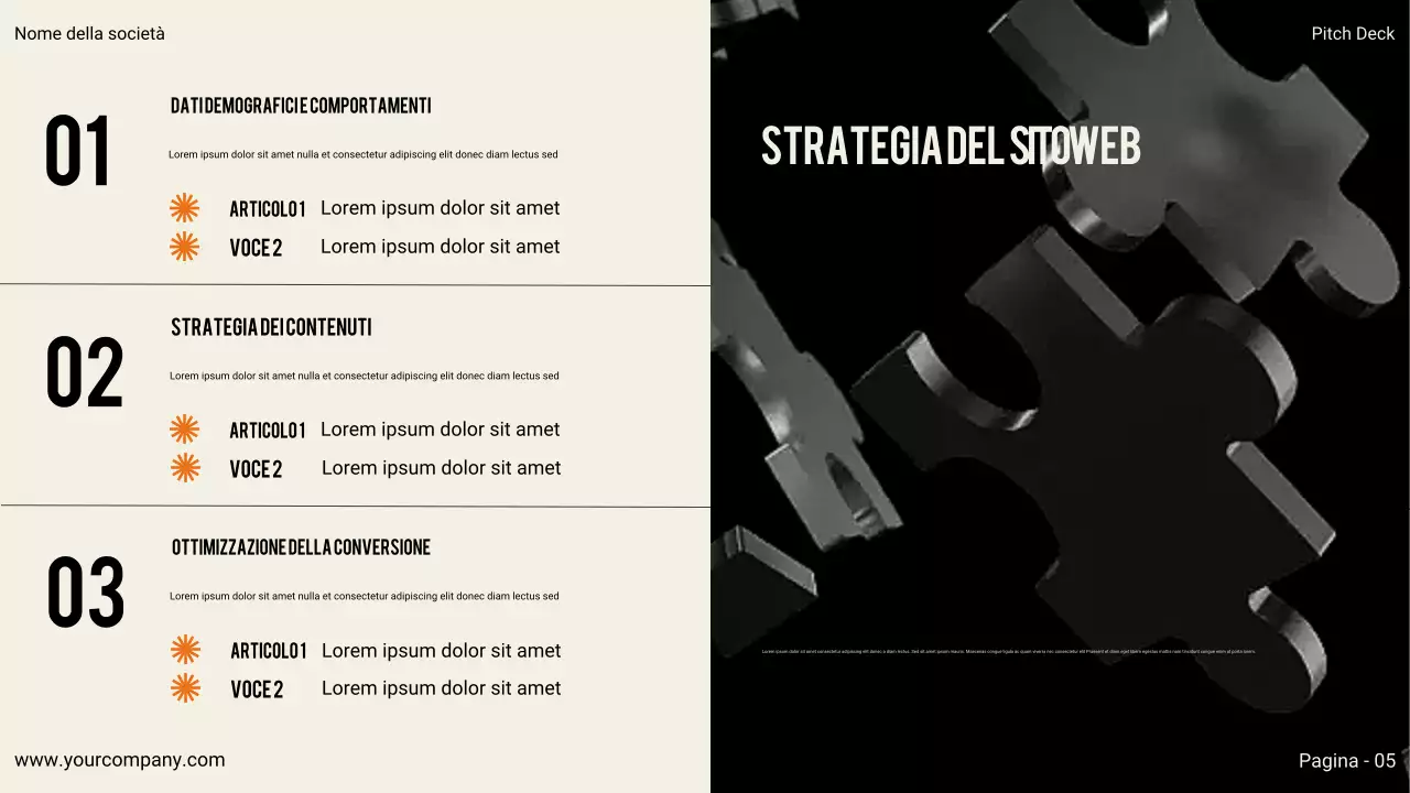 Presentazione aziendale moderna nera