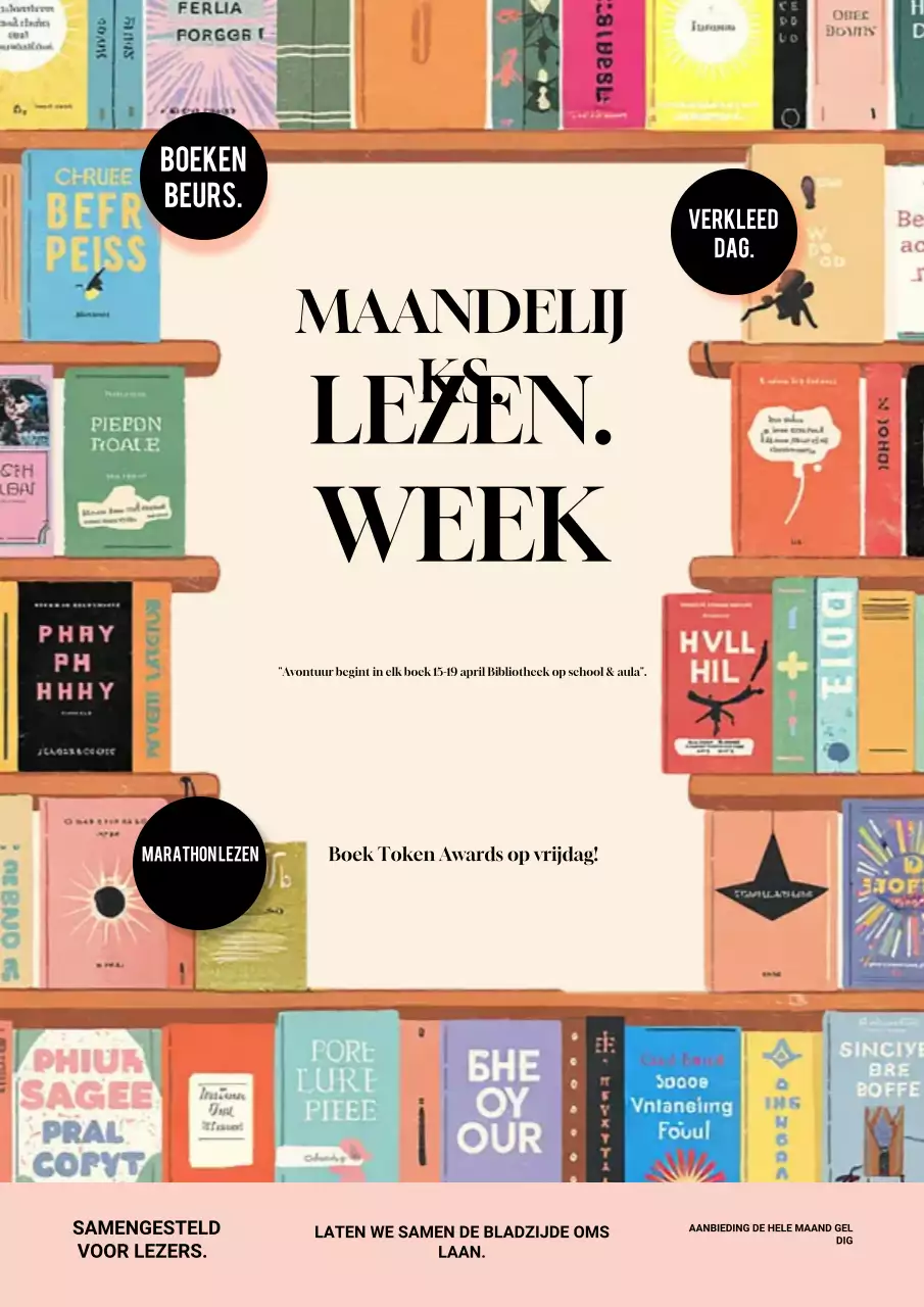 Aankondiging van een Beige Retro Leesevenement