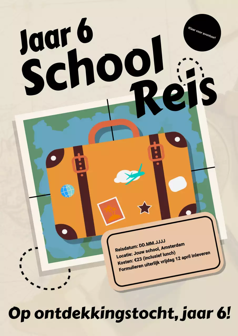 Beige Retro Schoolevenement Aankondiging