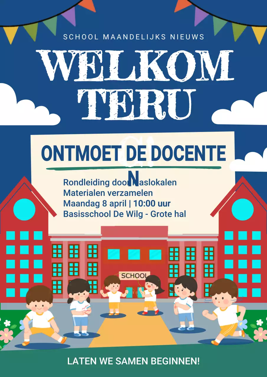 Aankondiging van een Blue Retro School-evenement
