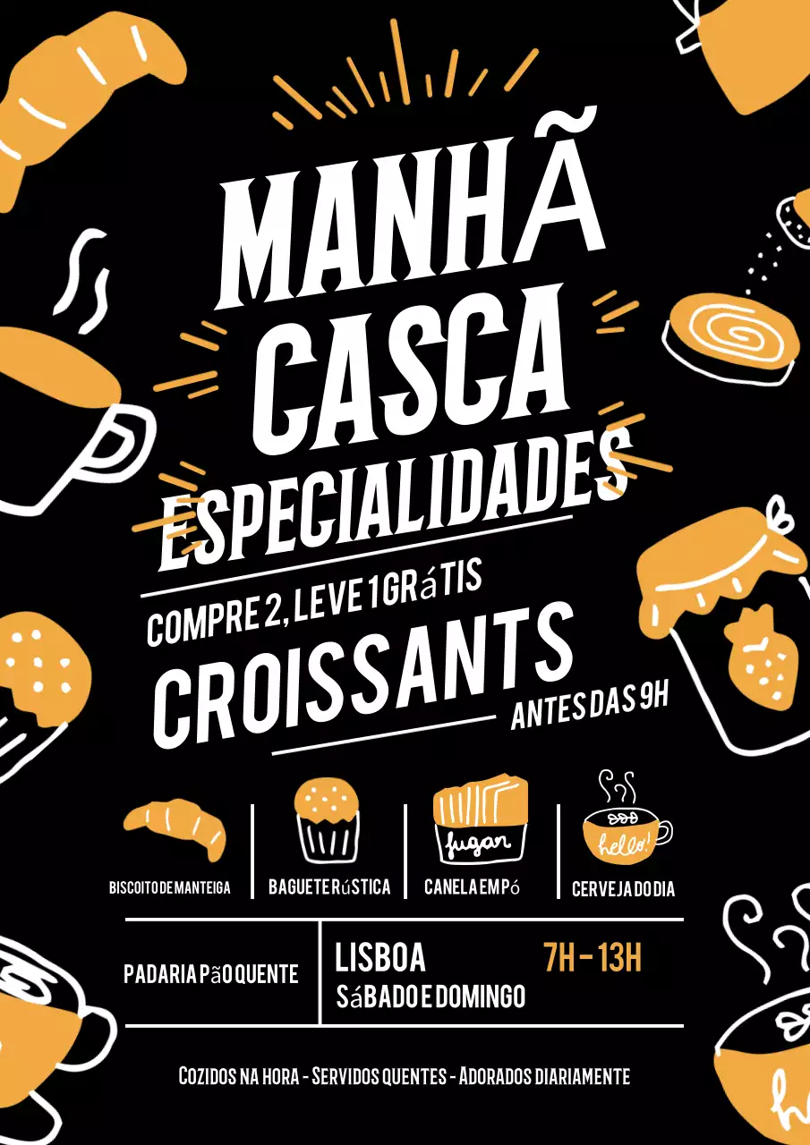 Promoção de padaria retrô preta