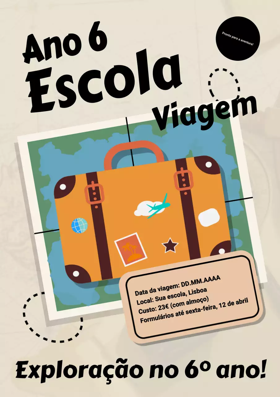 Anúncio do evento escolar retrô bege