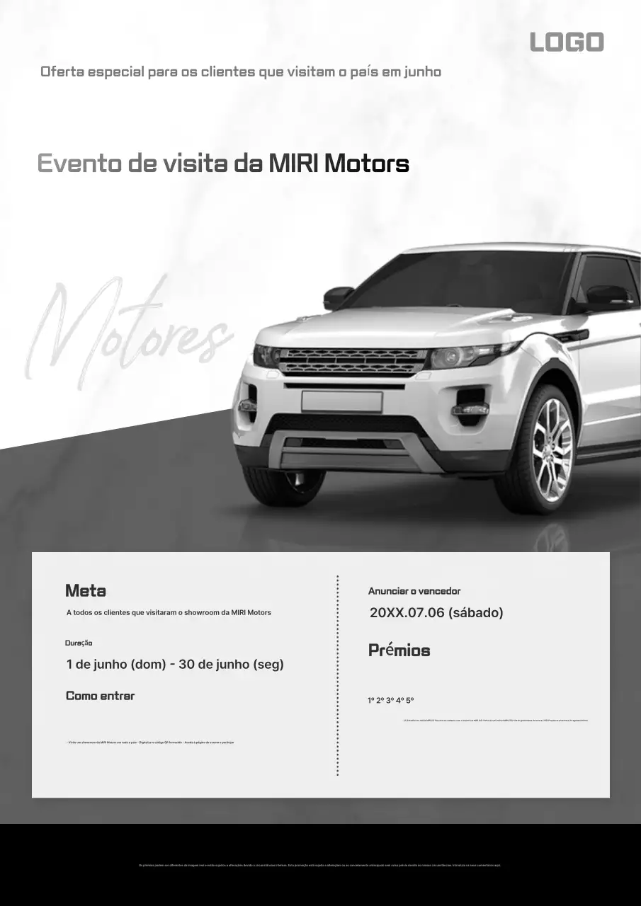 Evento de carros modernos em preto e branco