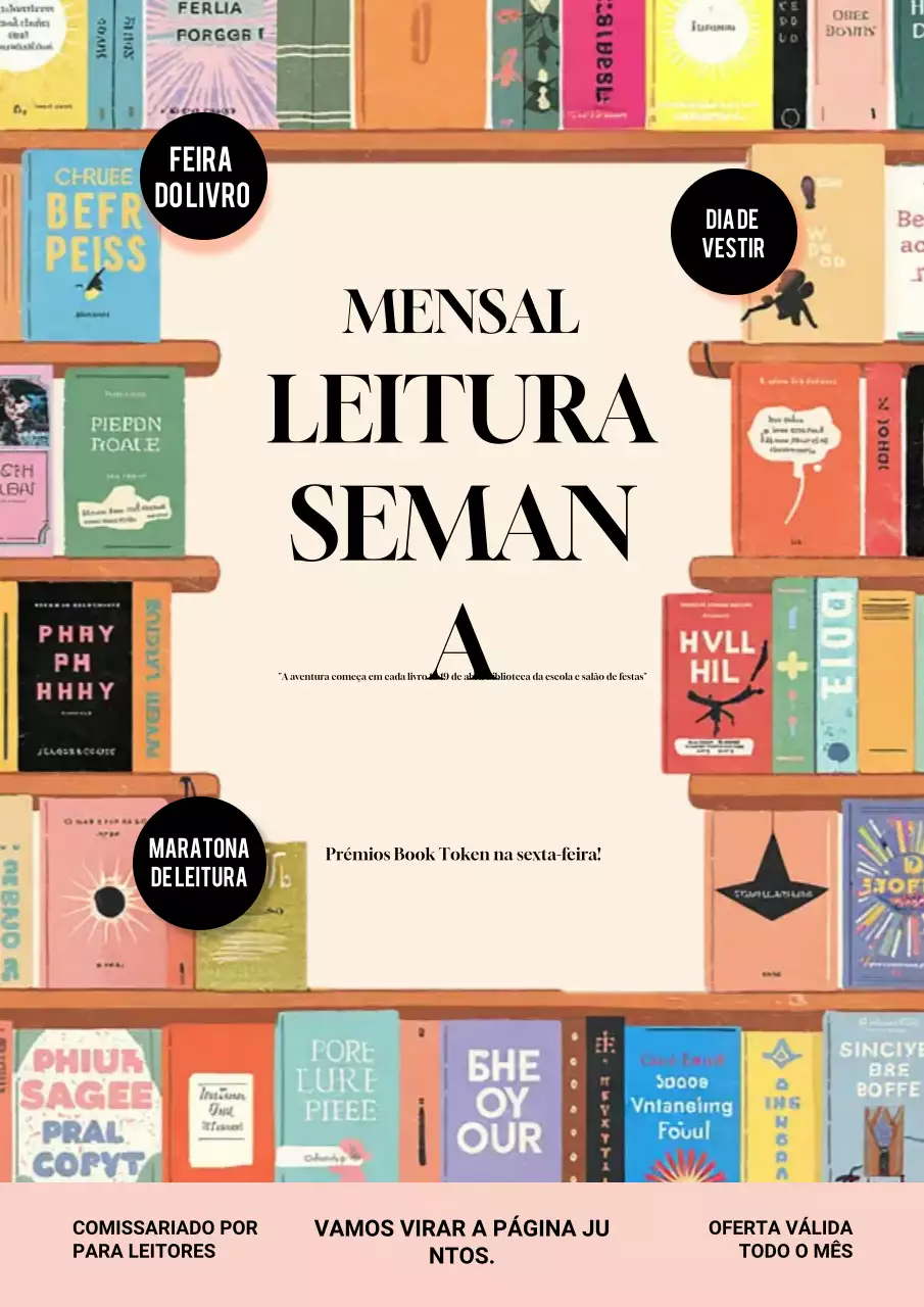 Anúncio do evento de leitura retrô bege