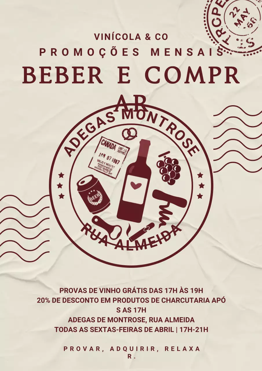 Promoção de Vinho Vintage Bege