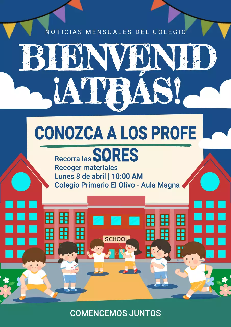 Anuncio del evento escolar Blue Retro