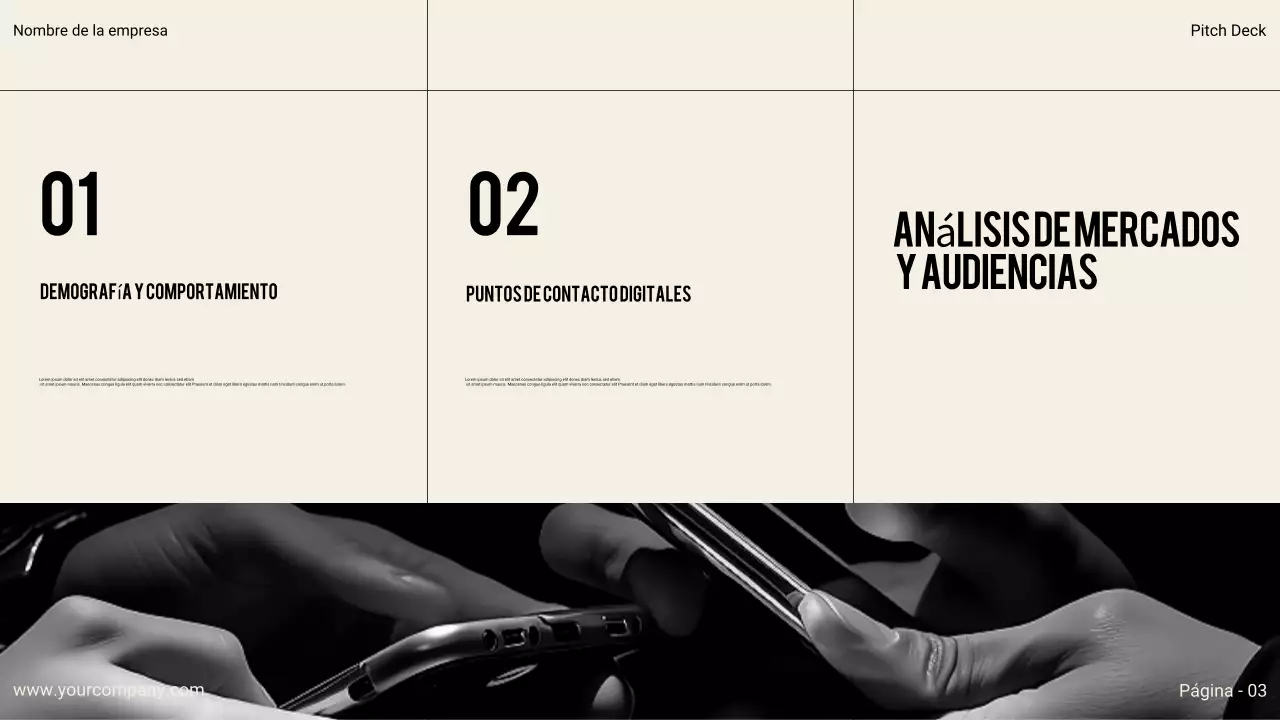 Presentación empresarial moderna en negro