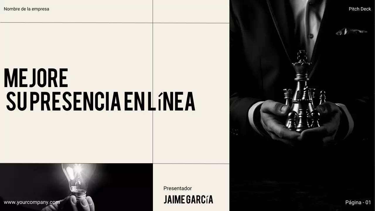 Presentación empresarial moderna en negro