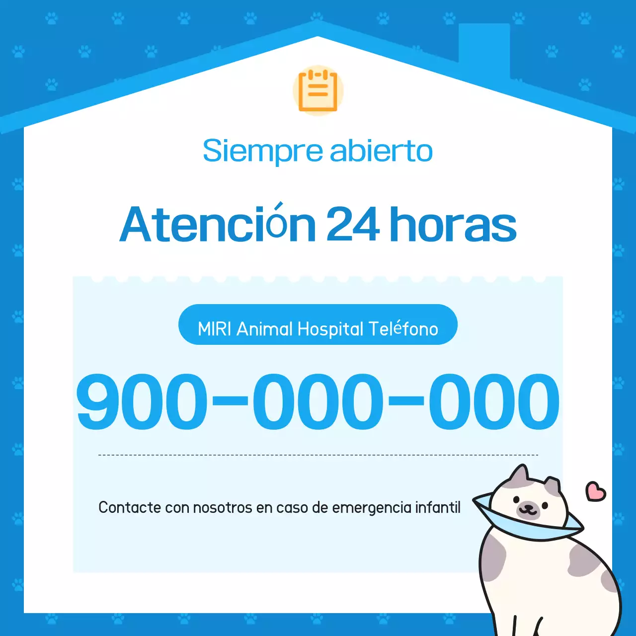 Anuncio de hospital veterinario azul simple