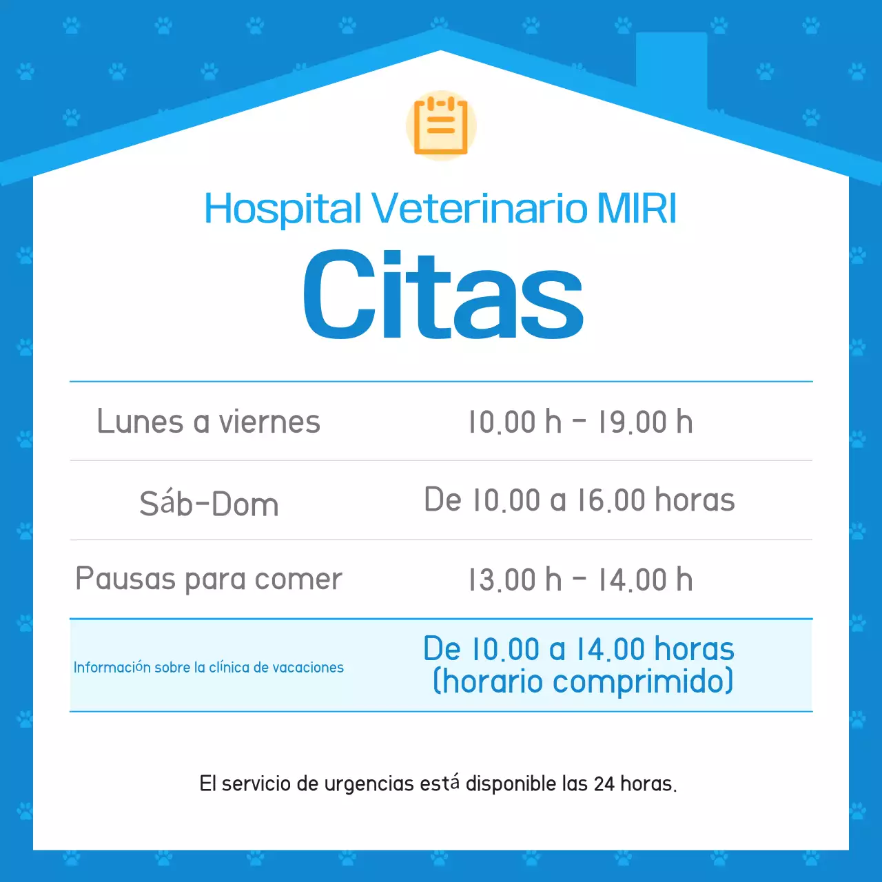 Anuncio de hospital veterinario azul simple