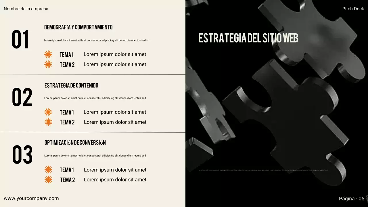 Presentación empresarial moderna en negro