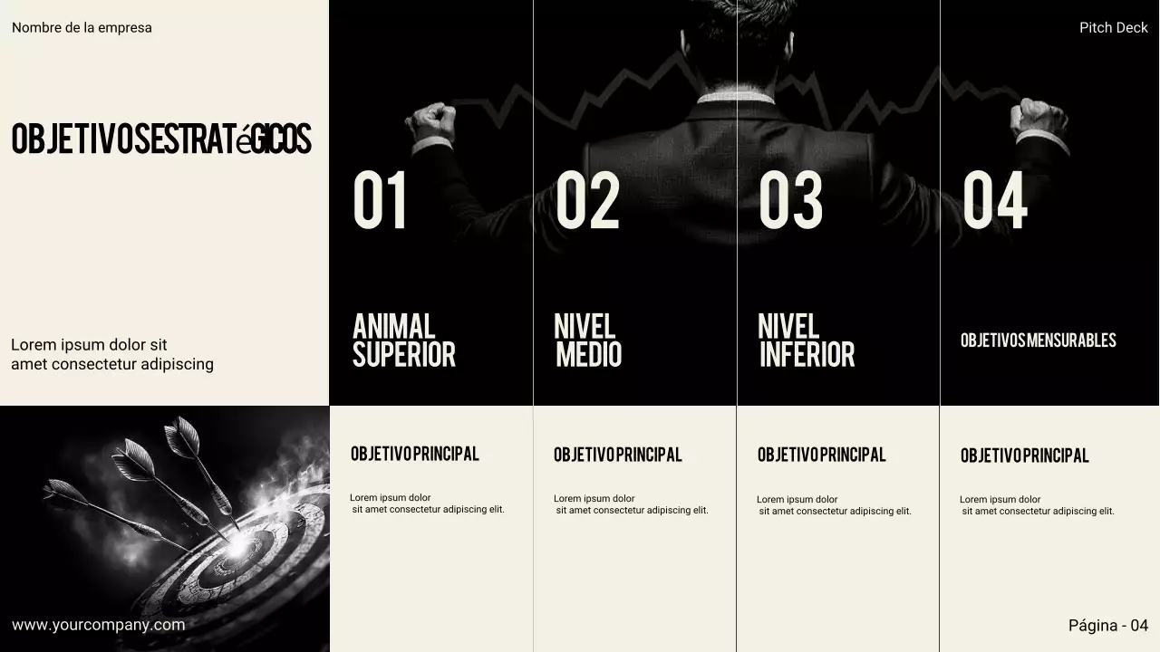 Presentación empresarial moderna en negro