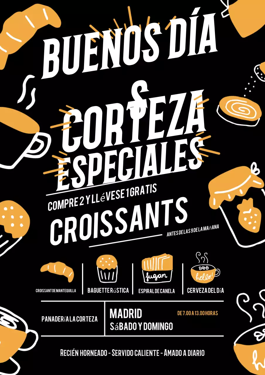 Promoción de panadería retro negra