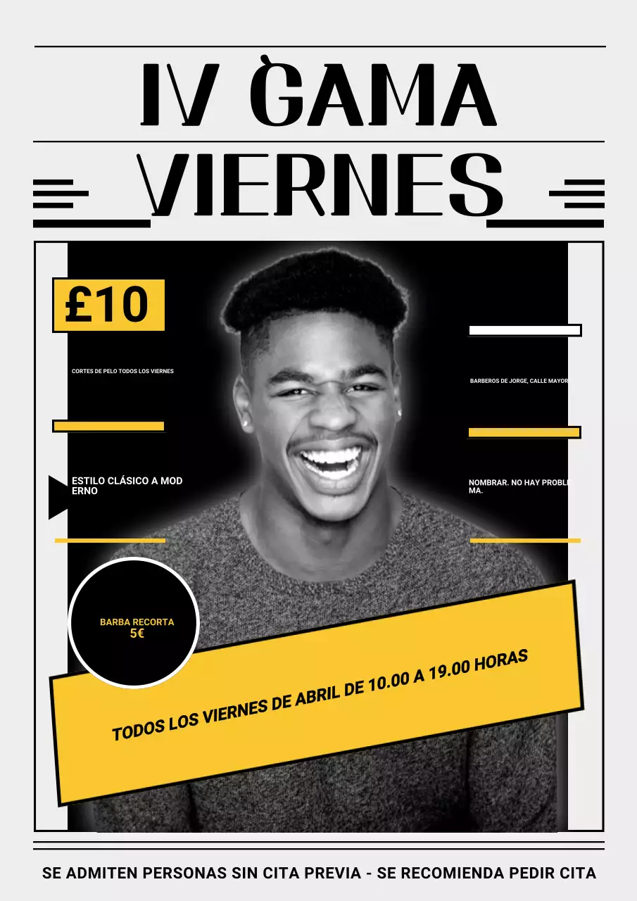 Promoción de barbería retro negra