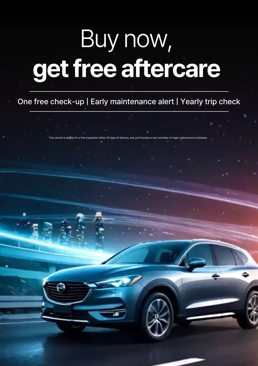 Quảng cáo sự kiện miễn phí cho dịch vụ sau bán hàng xe ô tô đen và xanh đơn giản