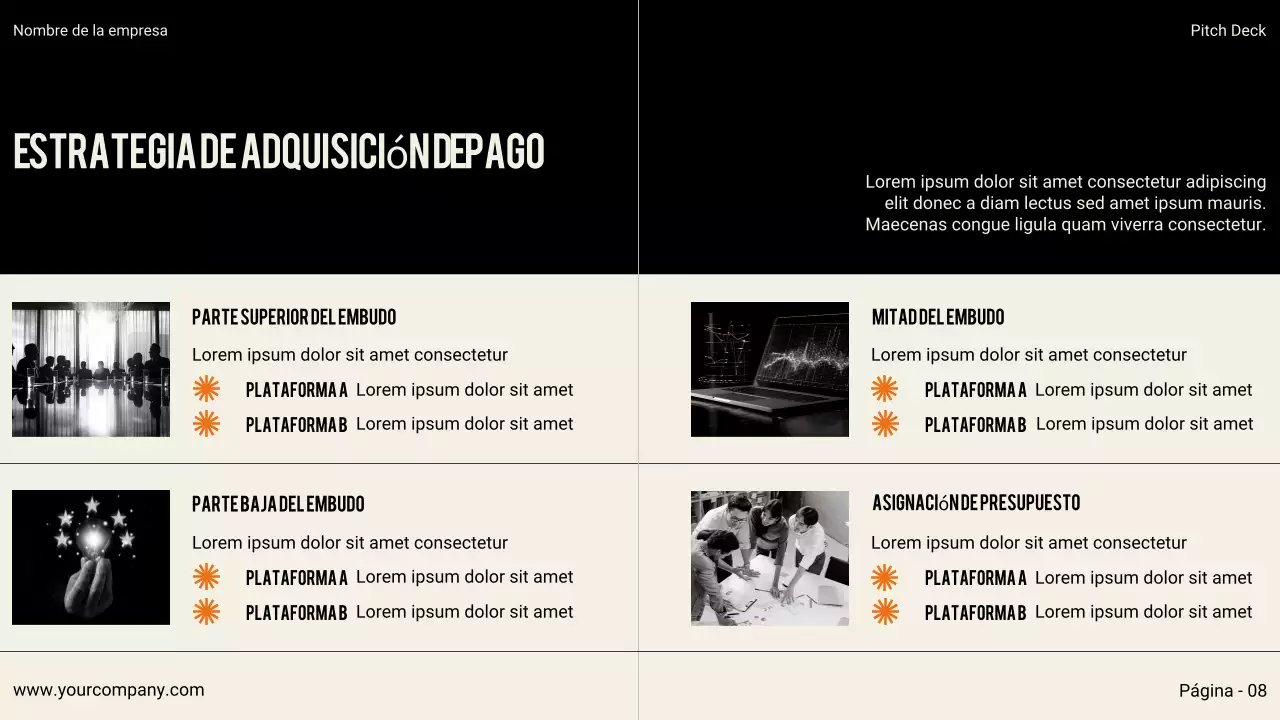 Presentación empresarial moderna en negro