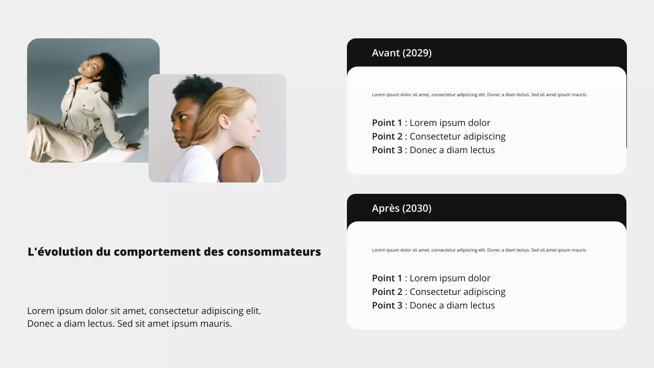 Présentation de l'aperçu du marché moderne et audacieux beige et noir