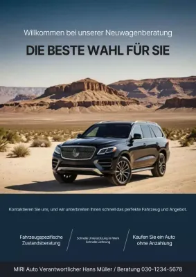 Werbung für schwarzes modernes Auto