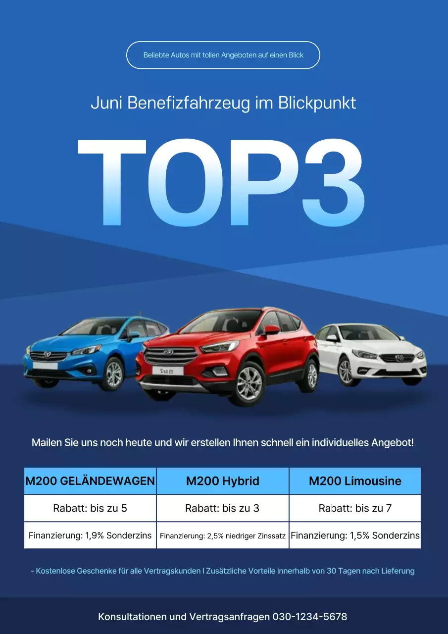 Blaue moderne Auto-Werbung
