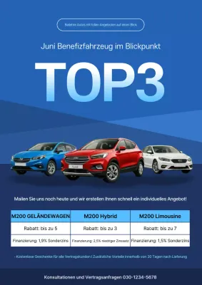 Blaue moderne Auto-Werbung