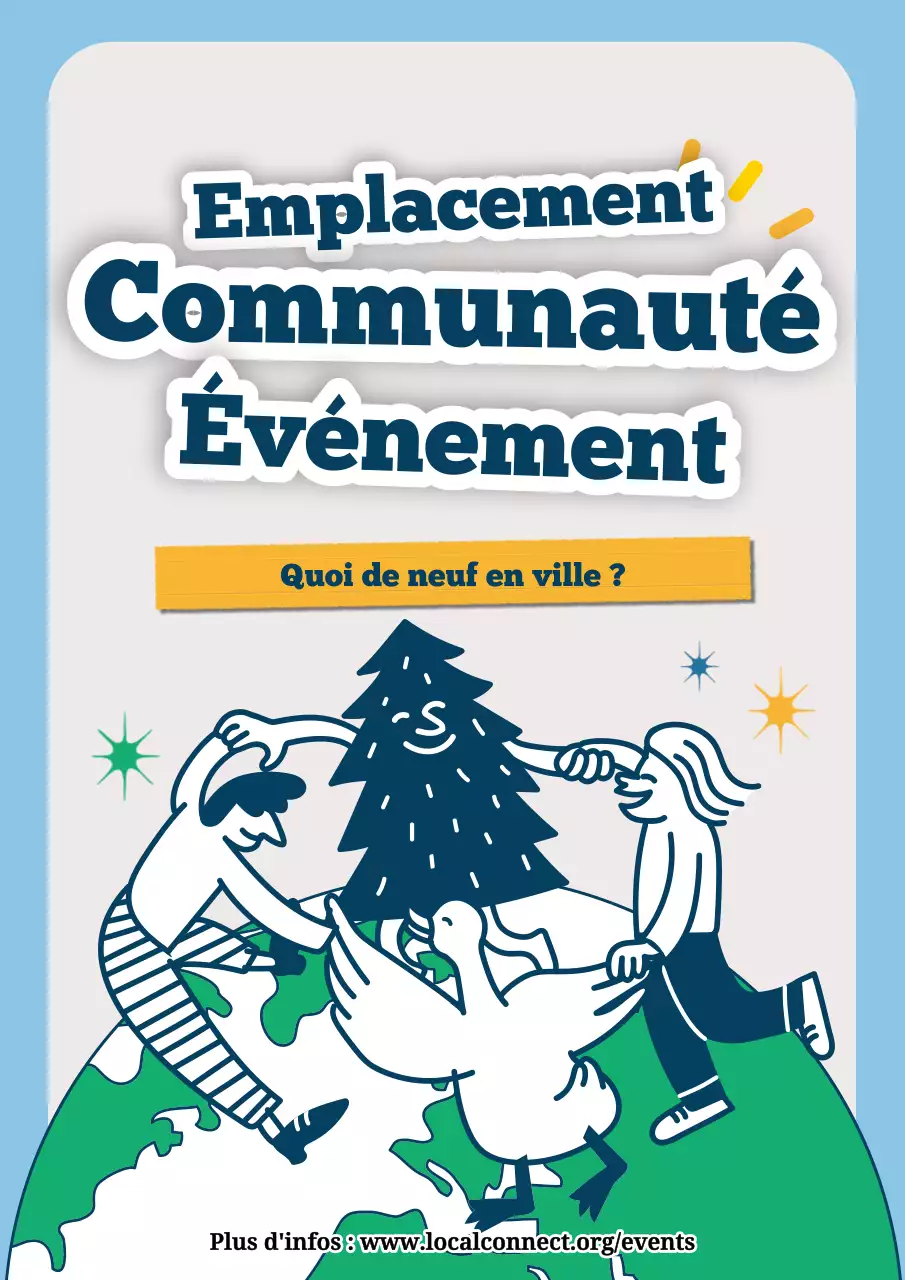 Affiche d'annonce de l'événement communautaire Blue Playful