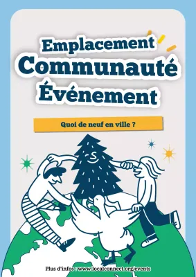 Affiche d'annonce de l'événement communautaire Blue Playful