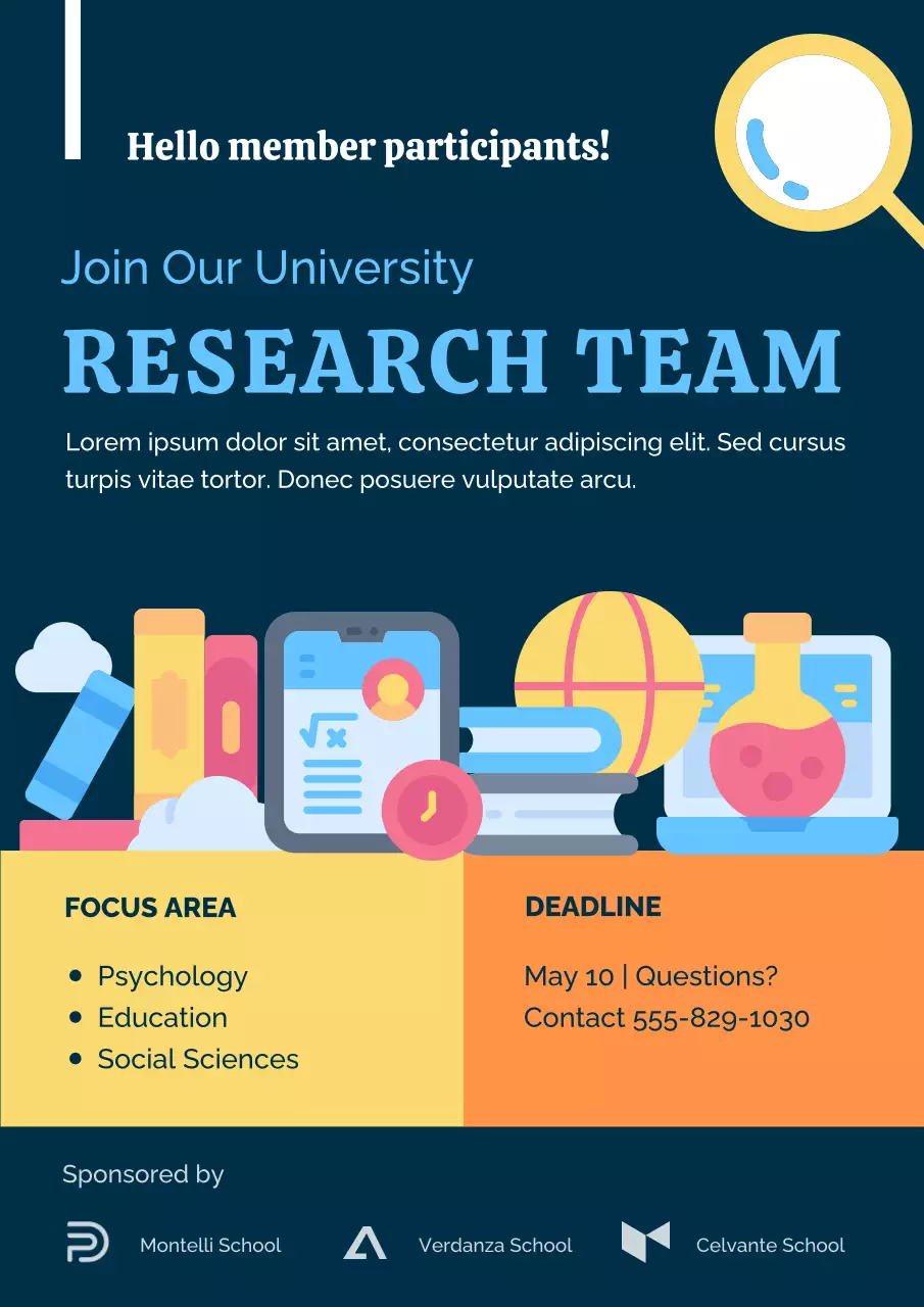 Blue Illustrated Research Study Recruitment Poster