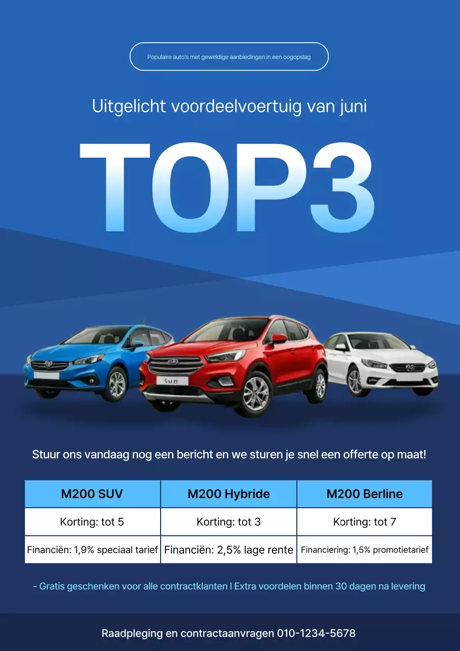 Blauwe moderne auto promotie