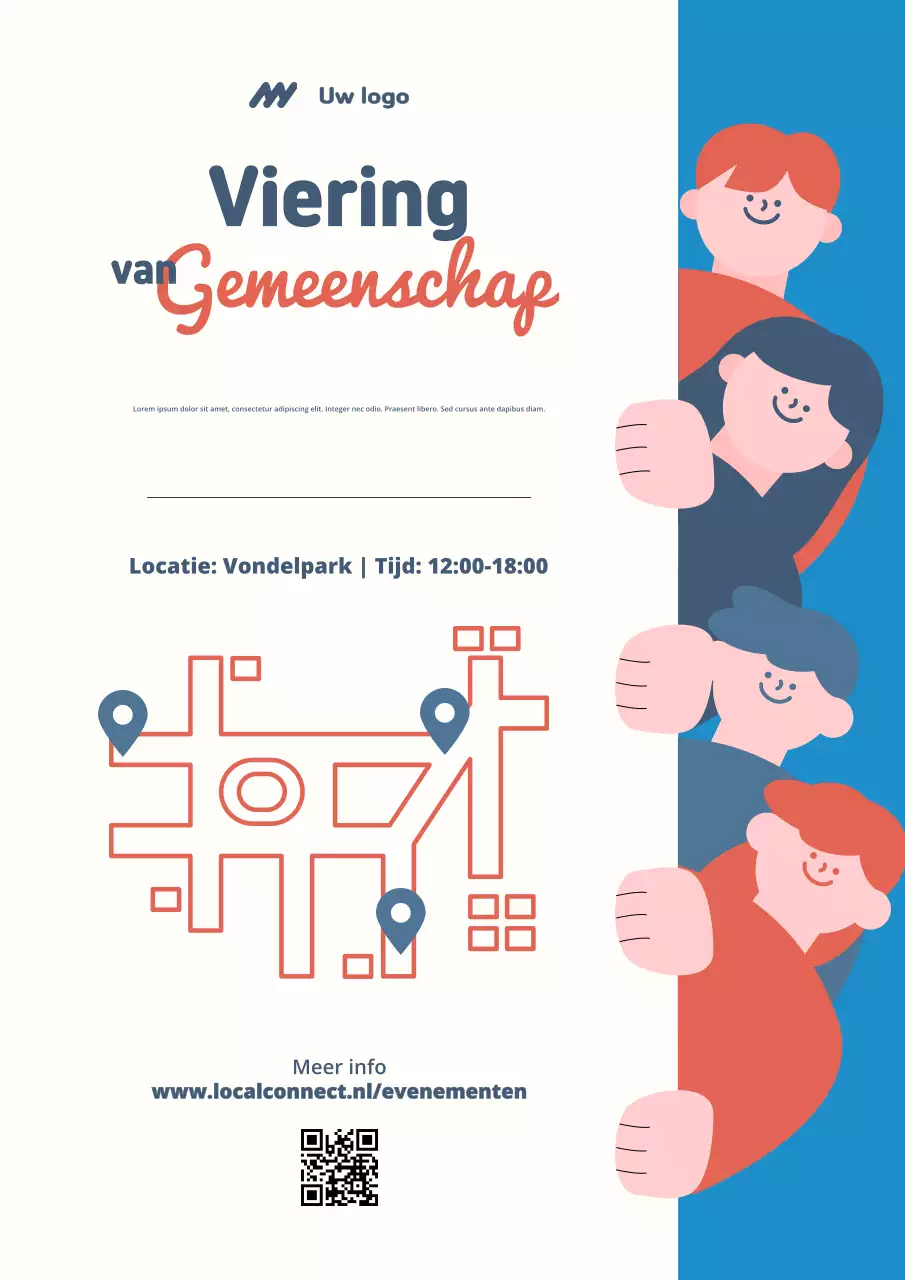 Poster voor aankondiging van Blue Modern Community-evenement