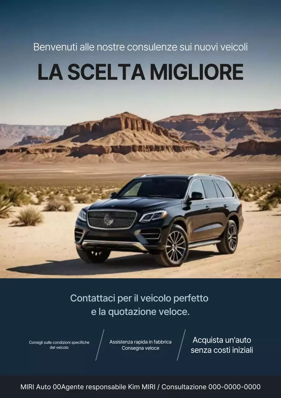 Promozione pubblicitaria di un'auto moderna nera