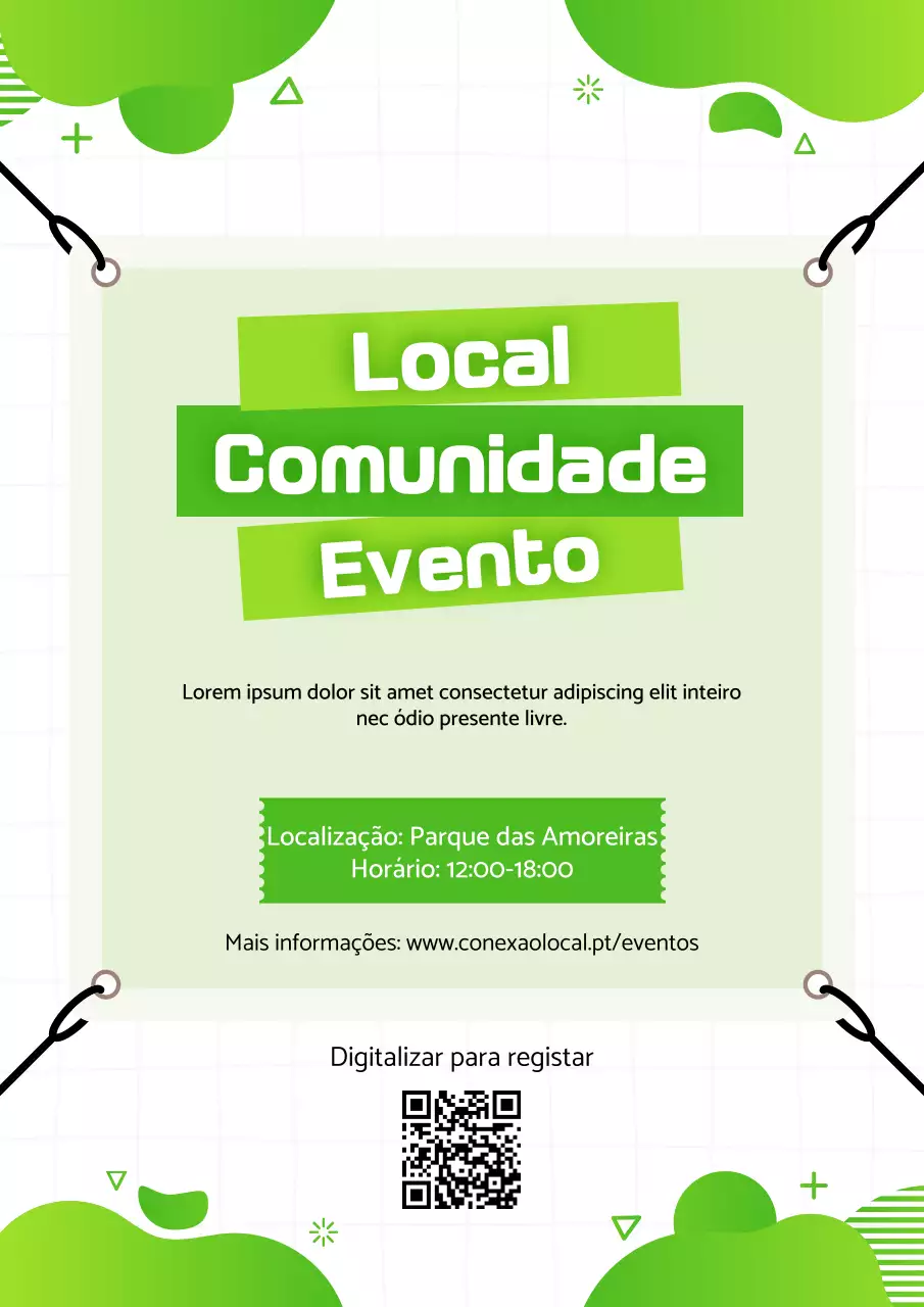 Cartaz de convite para evento comunitário moderno e verde