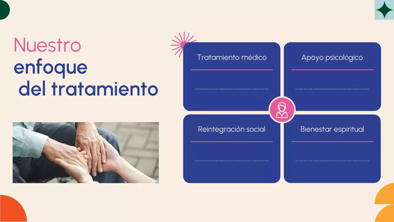 Presentación de promoción de salud y recuperación moderna en beige