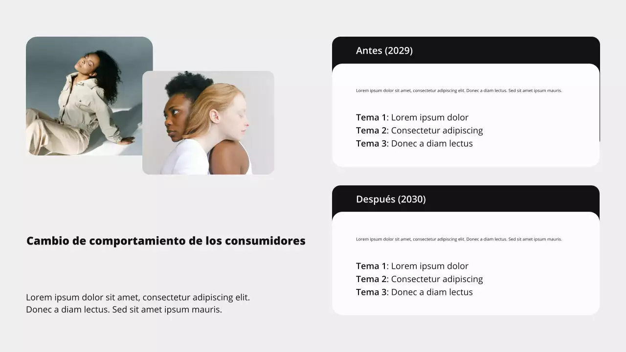 Presentación general del mercado moderno en tonos beige y negro audaz