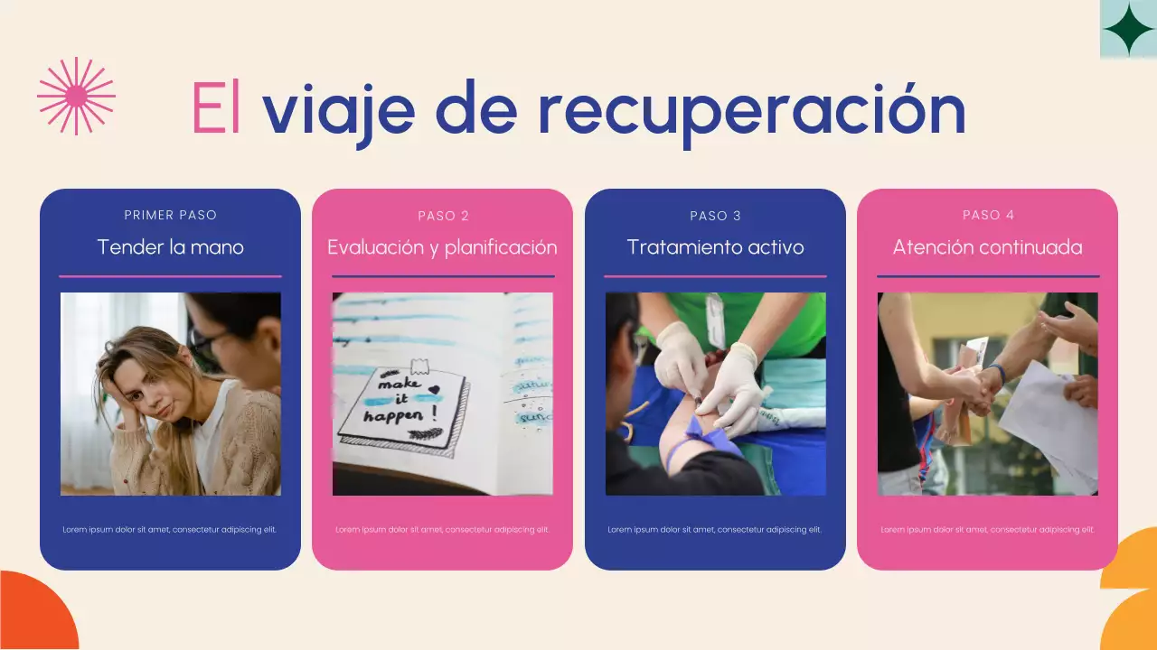Presentación de promoción de salud y recuperación moderna en beige
