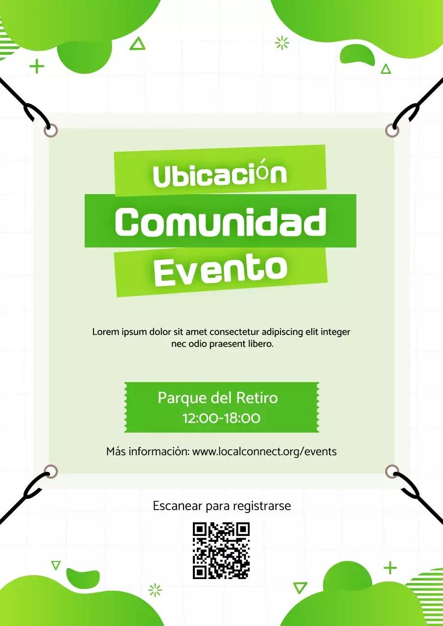 Cartel de invitación a evento comunitario moderno y ecológico