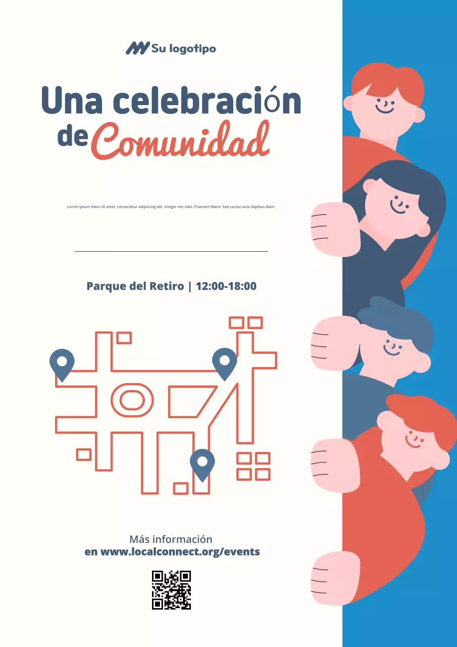 Cartel de anuncio del evento comunitario Blue Modern