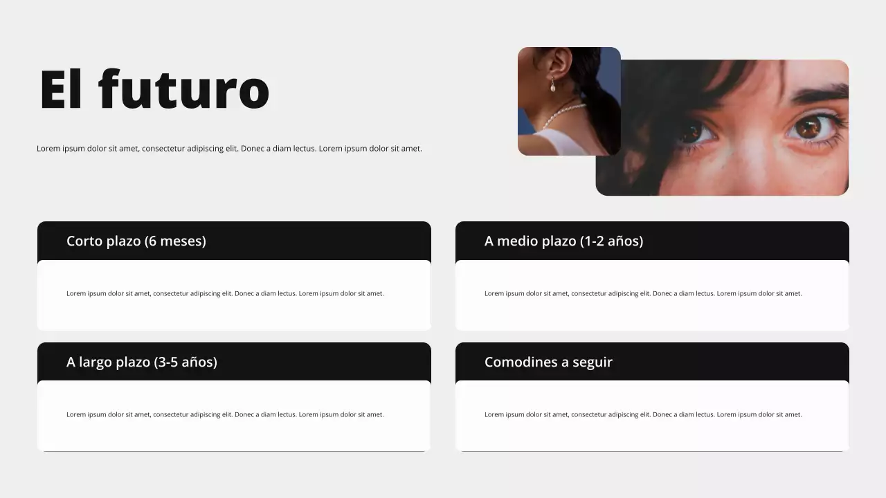 Presentación general del mercado moderno en tonos beige y negro audaz