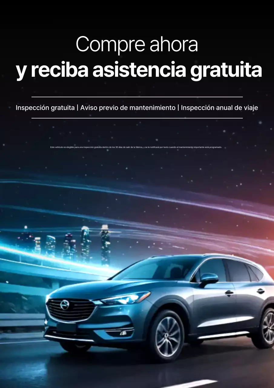 Anuncio de evento gratuito para servicio posventa de coches sencillos de color negro y azul.