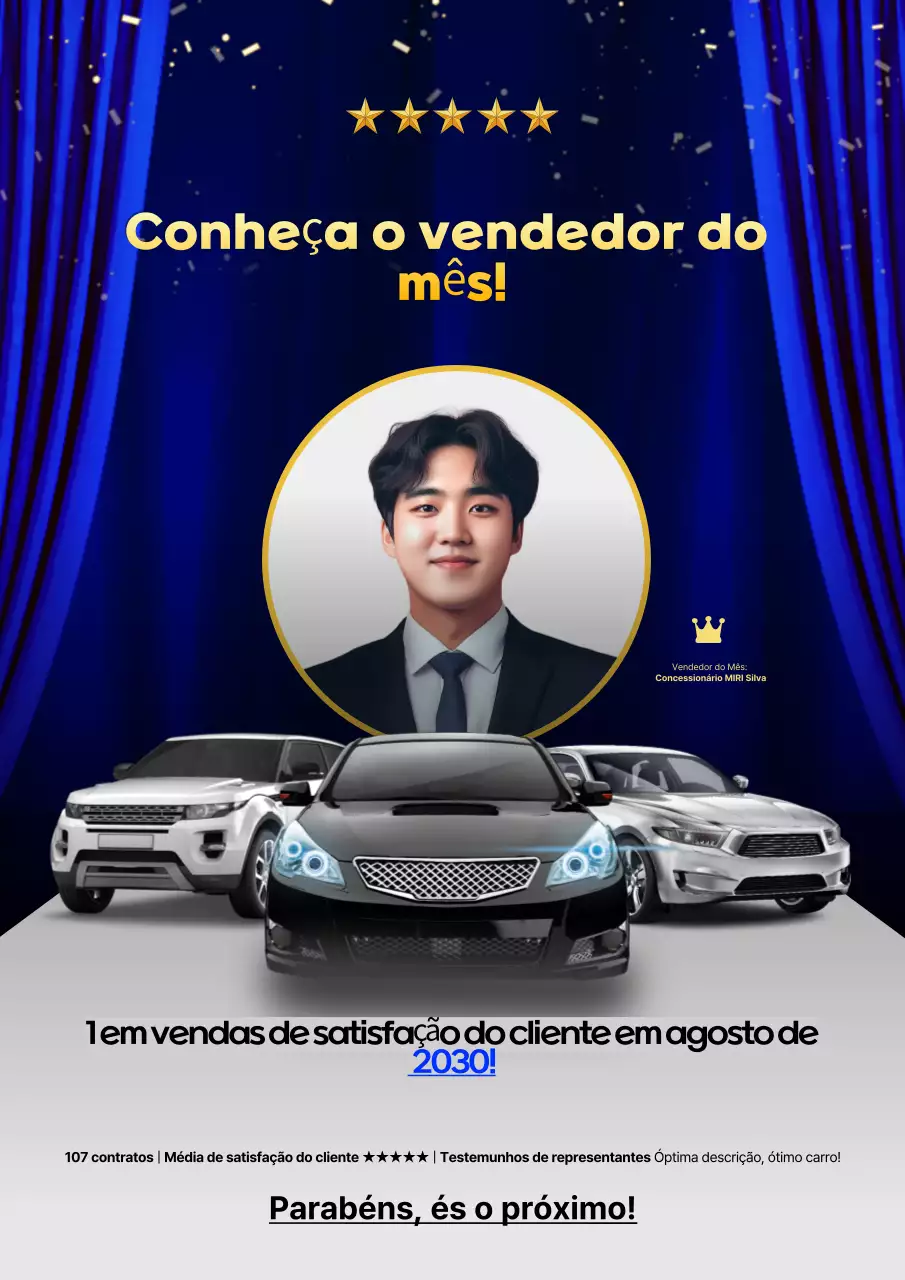 Apresentando o Carro do Mês com Destaques em Azul e Amarelo