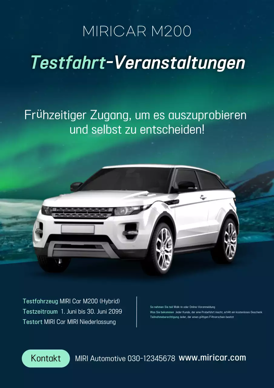 Grünes modernes Auto-Event